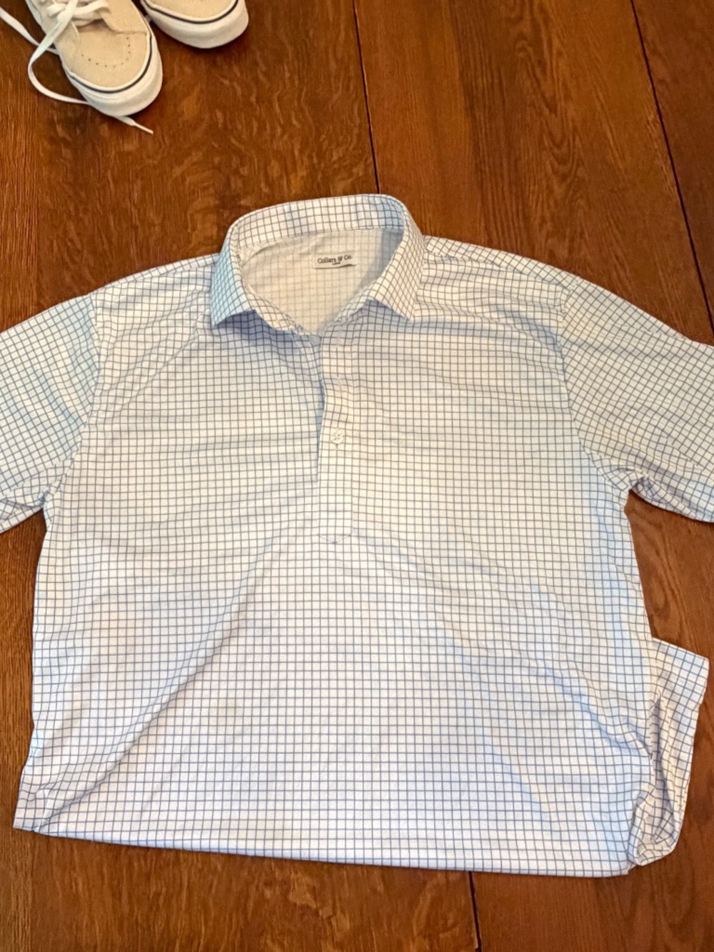Collars & Co. Light Blue Micro-Check Performance Polo Shirt Men's Large